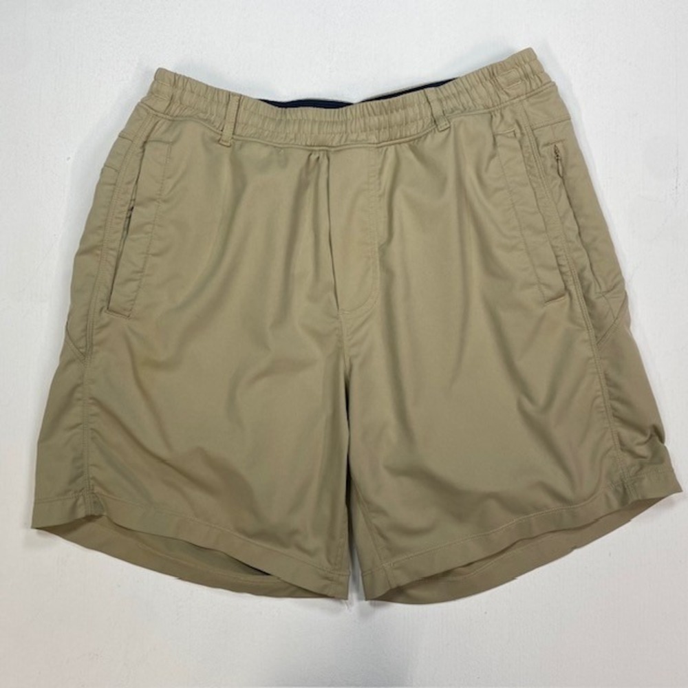 Birddogs Boom Classic Khaki Lined Athletic Gym Shorts Mens Medium 7 Inch Inseam